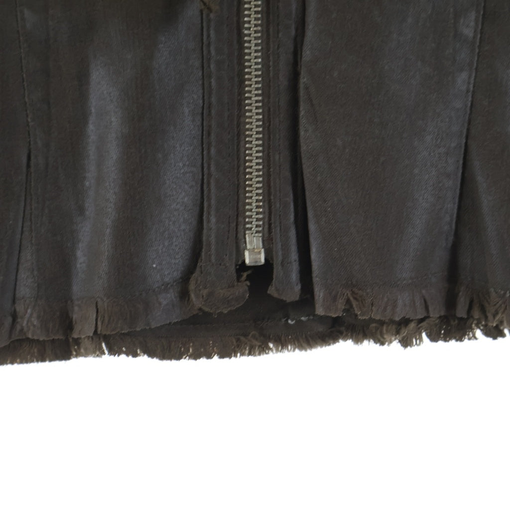 NO BRAND(ノーブランド) OTTOLINGER【オットリンガー】 26SS GLAZED DENIM VEST グレイズド デニム カットオフ ジップアップ ベスト レディース ブラウン