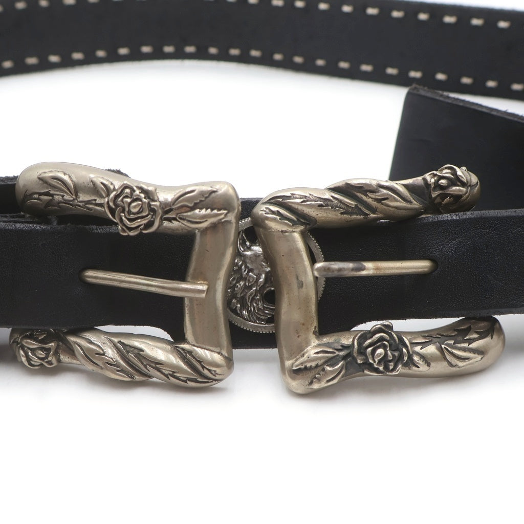 ENFANTS RICHES DEPRIMES(アンファンリッシュデプリメ) STUDDED ROSE BELT スタッズ ローズバックル レザーベルト ブラック