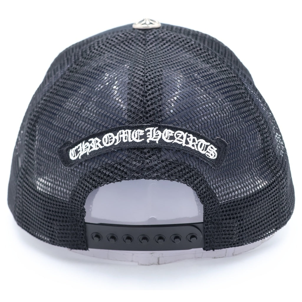 CHROME HEARTS(クロムハーツ) TRUCKER CAP トラッカーキャップ 3セメタリークロス レザーパッチ 帽子 ブラック