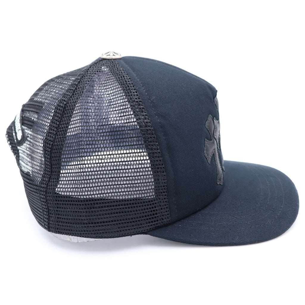 CHROME HEARTS(クロムハーツ) TRUCKER CAP トラッカーキャップ 3セメタリークロス レザーパッチ 帽子 ブラック