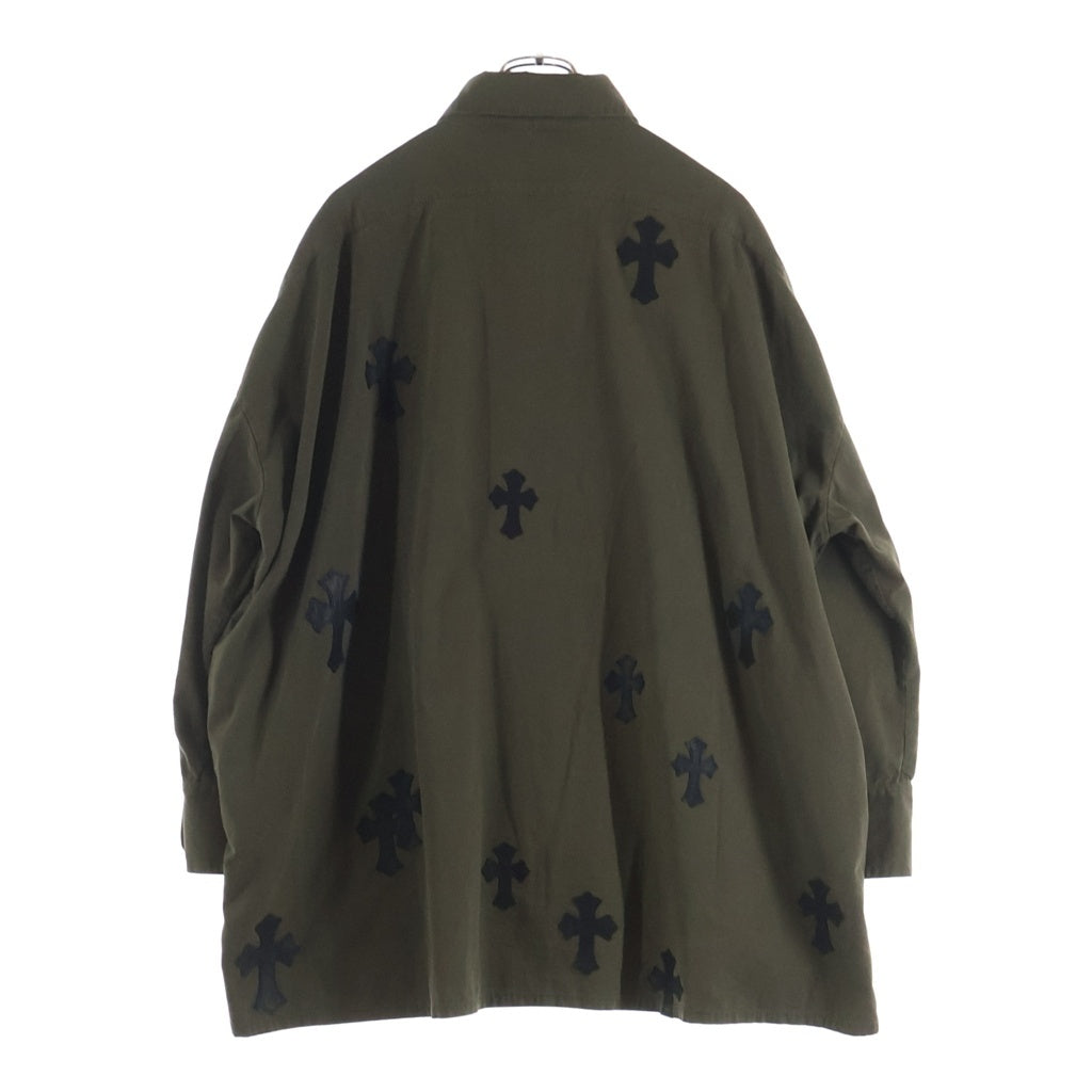 CHROME HEARTS(クロムハーツ) MAHAL KITA マハルキタ クロスパッチ クロスボールボタン ロングスリーブ 長袖シャツ カーキ