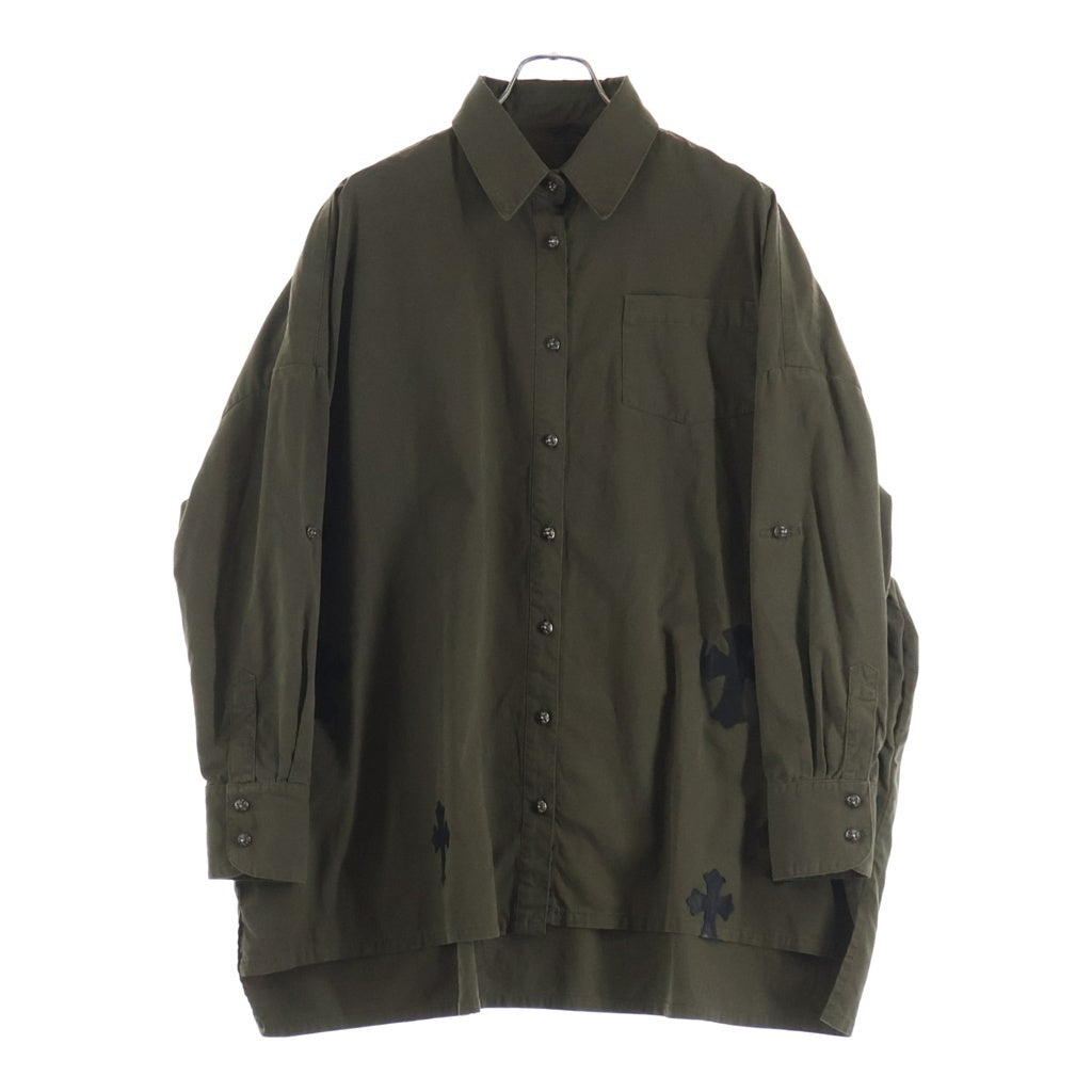 CHROME HEARTS(クロムハーツ) MAHAL KITA マハルキタ クロスパッチ クロスボールボタン ロングスリーブ 長袖シャツ カーキ