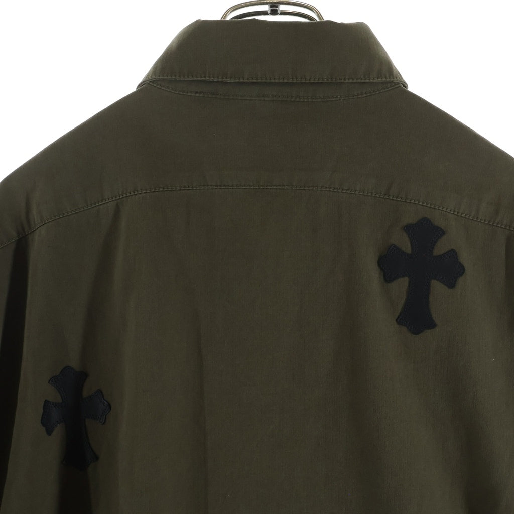 CHROME HEARTS(クロムハーツ) MAHAL KITA マハルキタ クロスパッチ クロスボールボタン ロングスリーブ 長袖シャツ カーキ