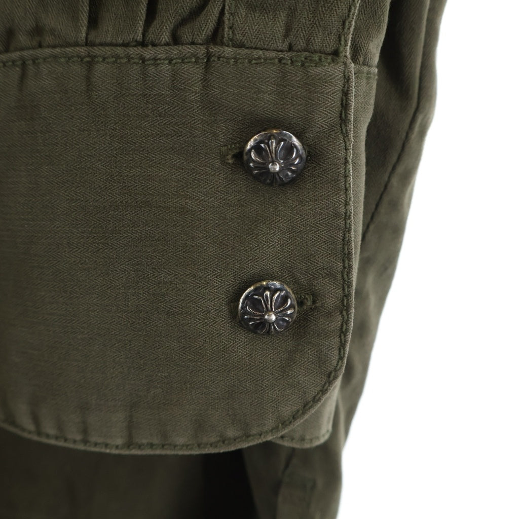 CHROME HEARTS(クロムハーツ) MAHAL KITA マハルキタ クロスパッチ クロスボールボタン ロングスリーブ 長袖シャツ カーキ
