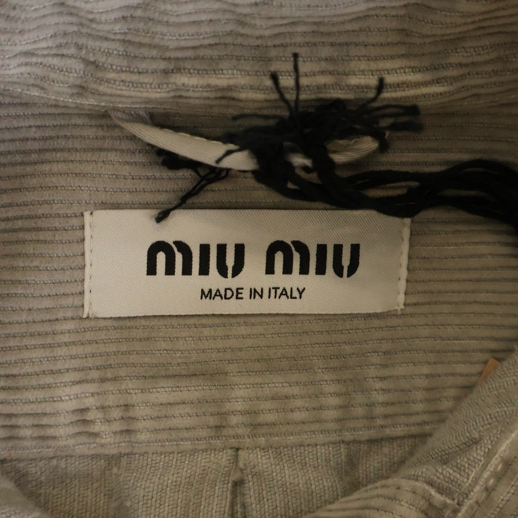 miumiu(ミュウミュウ) Gart-Dyed Corduroy Shirt ガーメントダイ 長袖コーデュロイシャツジャケット グレー レディース MK1889