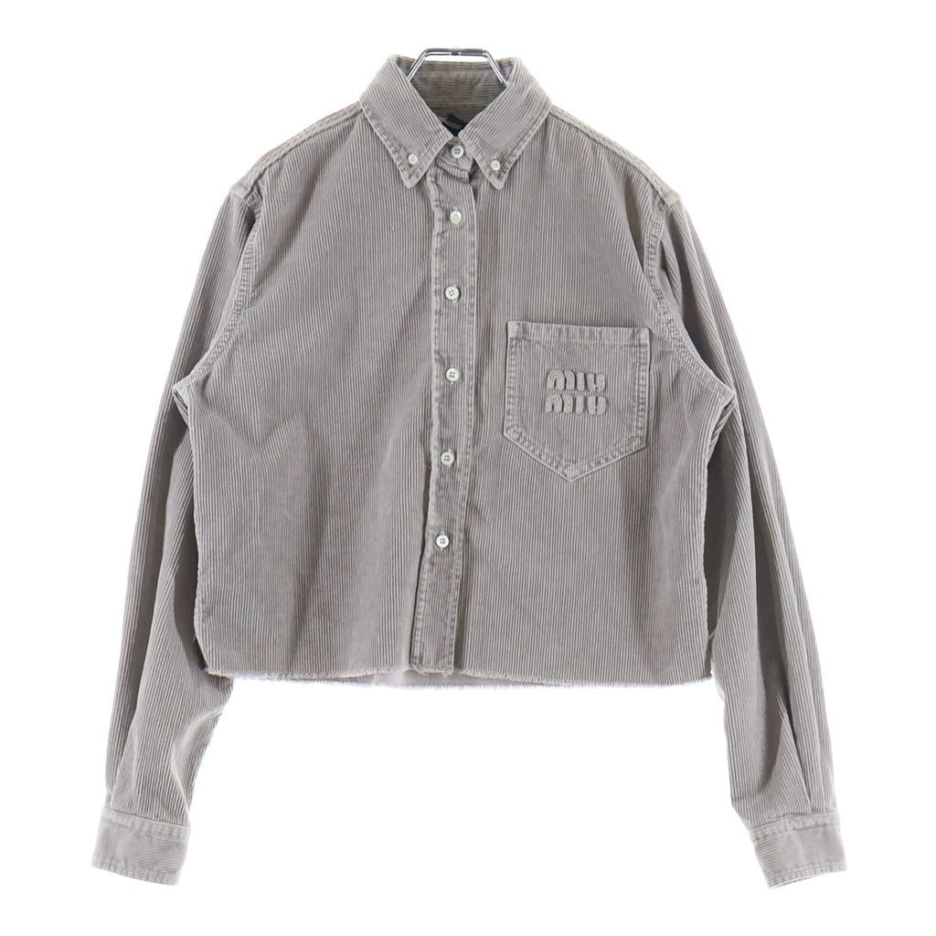 miumiu(ミュウミュウ) Gart-Dyed Corduroy Shirt ガーメントダイ 長袖コーデュロイシャツジャケット グレー レディース MK1889