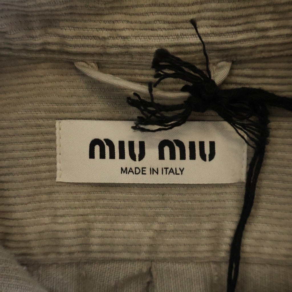 miumiu(ミュウミュウ) Gart-Dyed Corduroy Shirt ガーメントダイ 長袖コーデュロイシャツジャケット グレー レディース MK1889