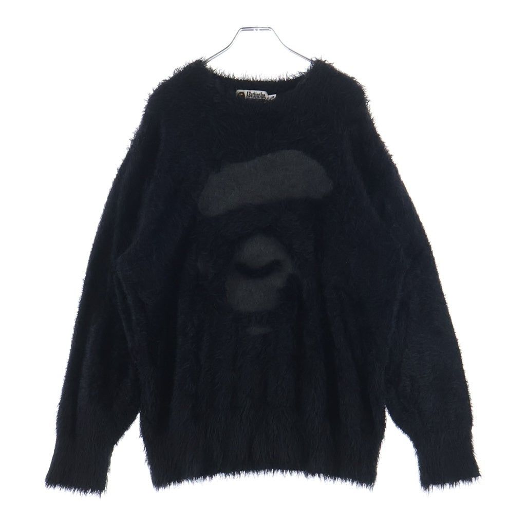 A BATHING APE(アベイシングエイプ) FACE KNIT フェイス ニット シャギーニット ブラック 001KNL801002M