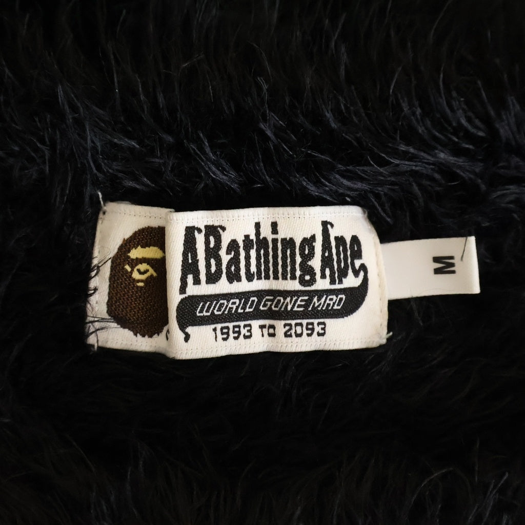 A BATHING APE(アベイシングエイプ) FACE KNIT フェイス ニット シャギーニット ブラック 001KNL801002M