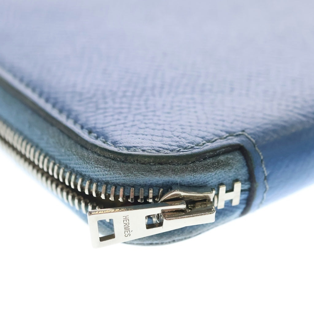 HERMES(エルメス) アザップロング シルクイン レザージッピーウォレット 長財布 ブルー T刻印 レディース