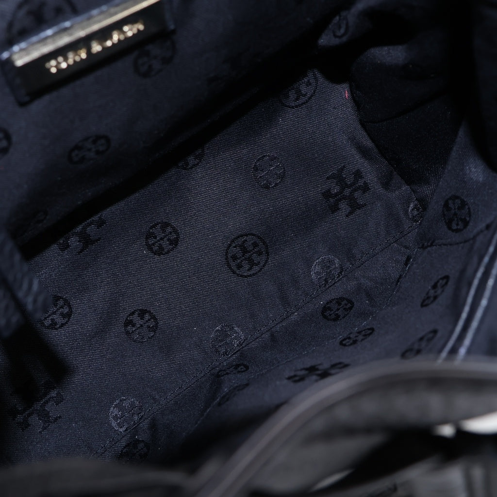 TORY BURCH(トリー バーチ) Thea ロゴ刺繍 レザーリュックサック バックパック ブラック レディース