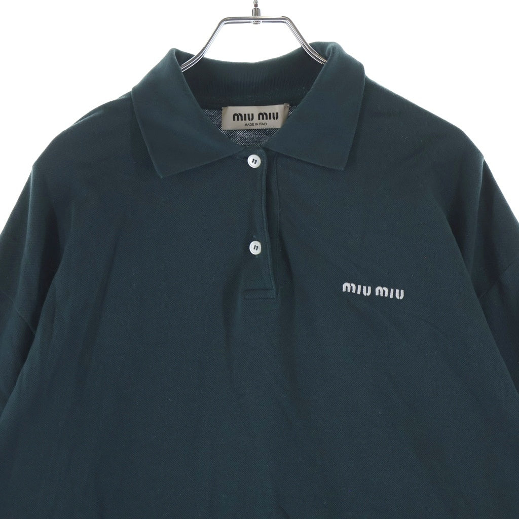 miumiu(ミュウミュウ) コットンピケ ポロシャツ 長袖カットソー ロングTシャツ MJL019 グリーン
