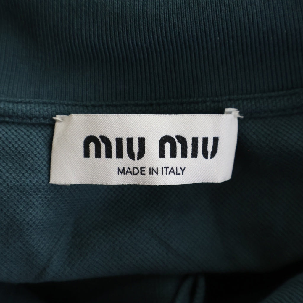 miumiu(ミュウミュウ) コットンピケ ポロシャツ 長袖カットソー ロングTシャツ MJL019 グリーン
