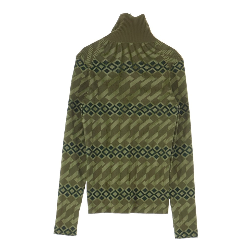 Acne Studios(アクネ ストゥディオズ) 幾何学模様 リブプリーツ加工 プリーツタートルネックニット グリーン