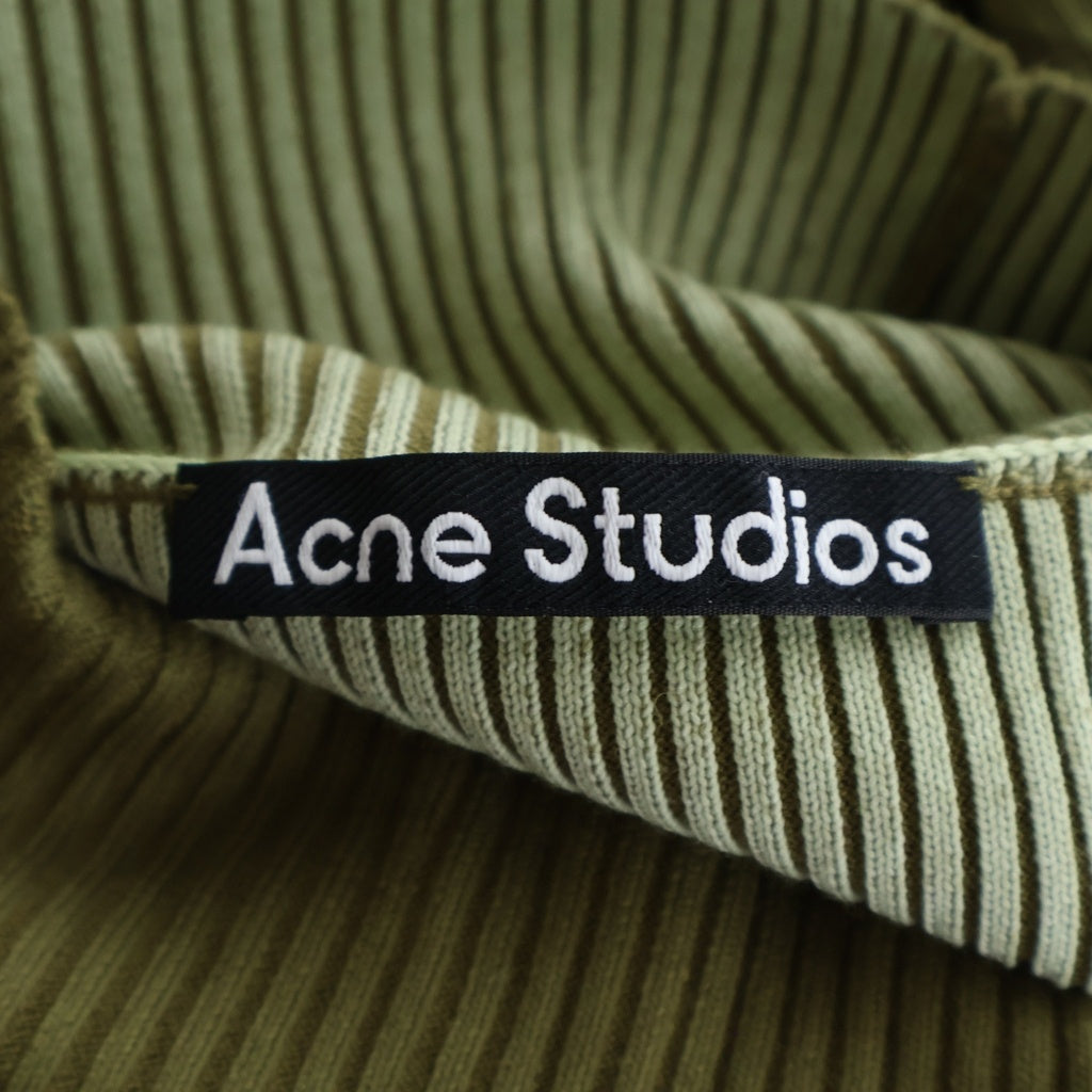 Acne Studios(アクネ ストゥディオズ) 幾何学模様 リブプリーツ加工 プリーツタートルネックニット グリーン