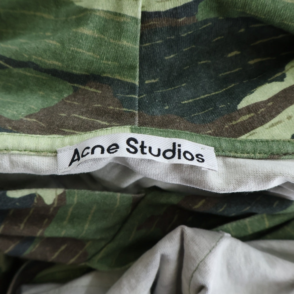 Acne Studios(アクネ ストゥディオズ) CAMOUFLAGE HOODIE SWEATSHIRT BI0195 カモフラージュ ロゴラインストーン パーカー グリーン
