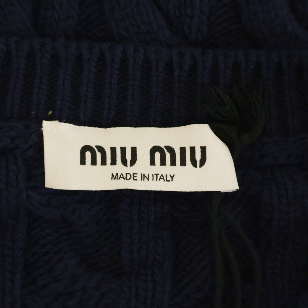 miumiu(ミュウミュウ) ロゴ刺繍 ケーブルニットセーター MML03C ネイビー
