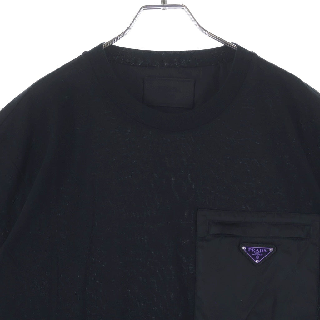 PRADA(プラダ) Re-Nylon T-Shirt リナイロン トライアングルロゴ 半袖Tシャツ ブラック UJN661