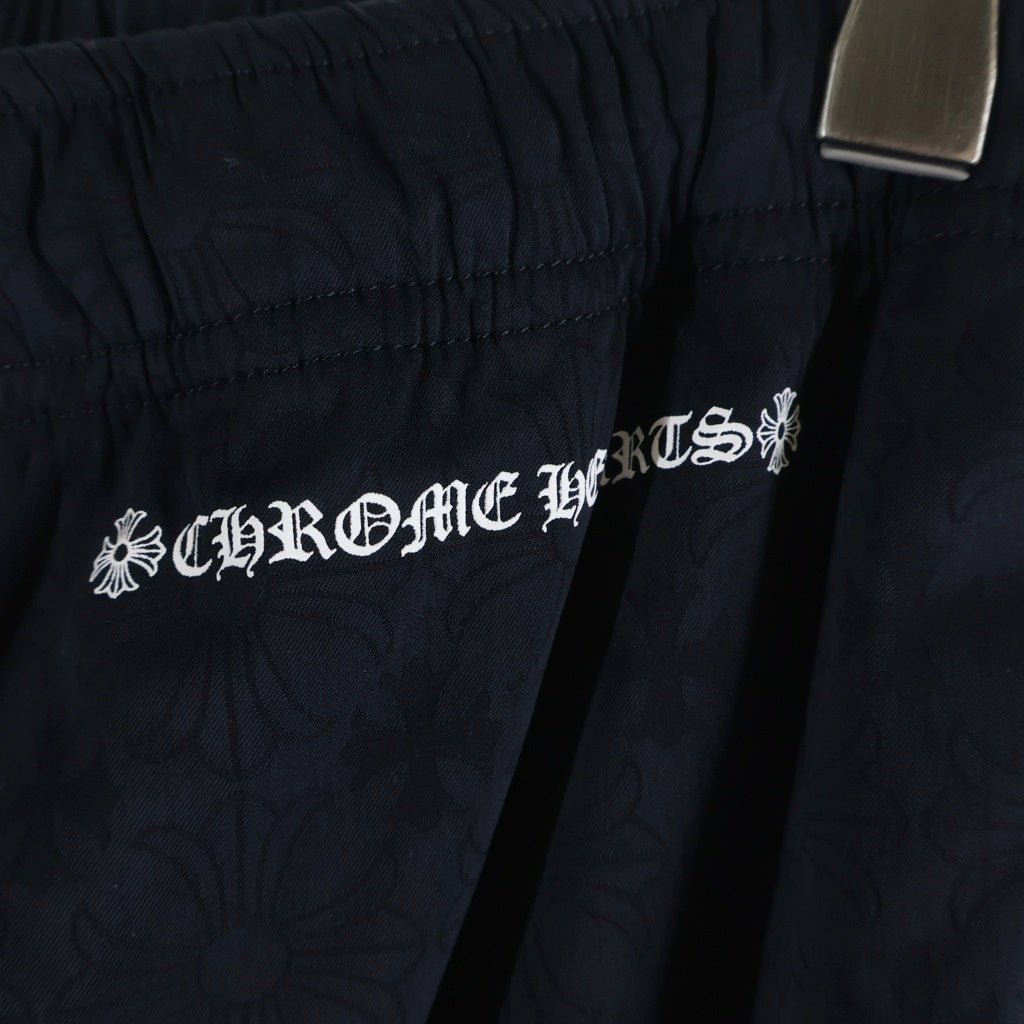 CHROME HEARTS(クロムハーツ) U TRASH PICKUP PLS NYLN CH総柄 クロスボールジップ ナイロントラックパンツ ネイビー