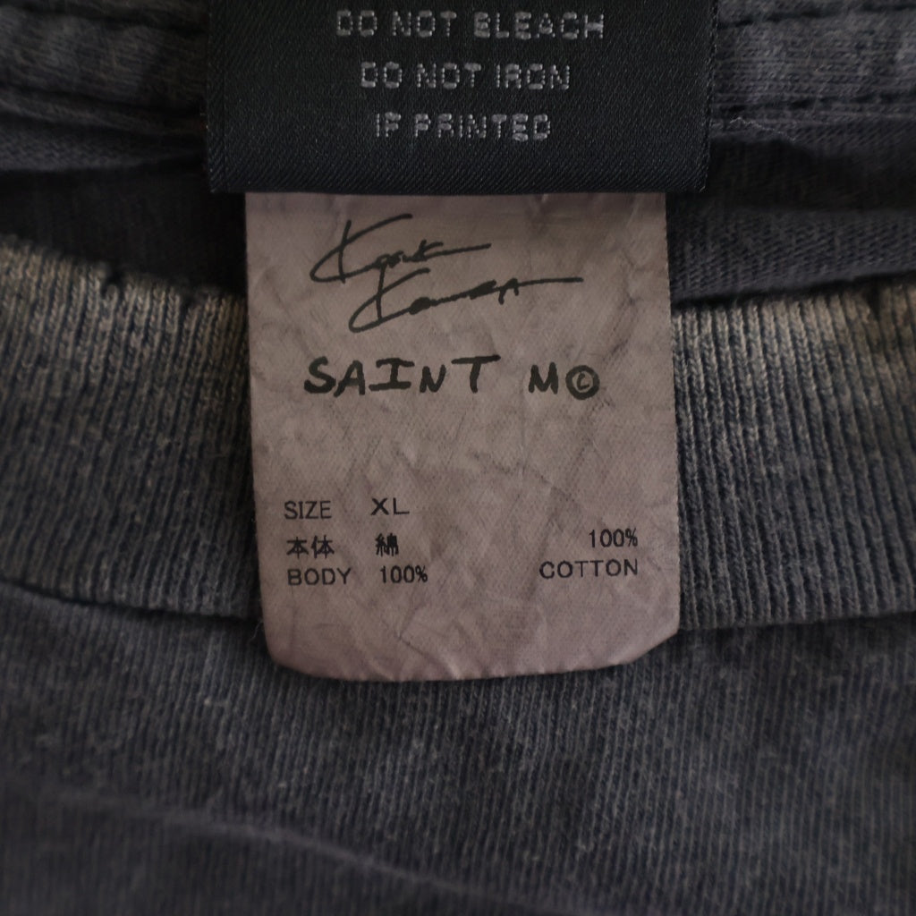 SAINT MICHAEL(セントマイケル) 25SS ×河村康輔 COMPLETE CONTRL KK_LS TEE ダメージ加工 長袖Tシャツ ロンT グレー SM-HR8-0000-C26