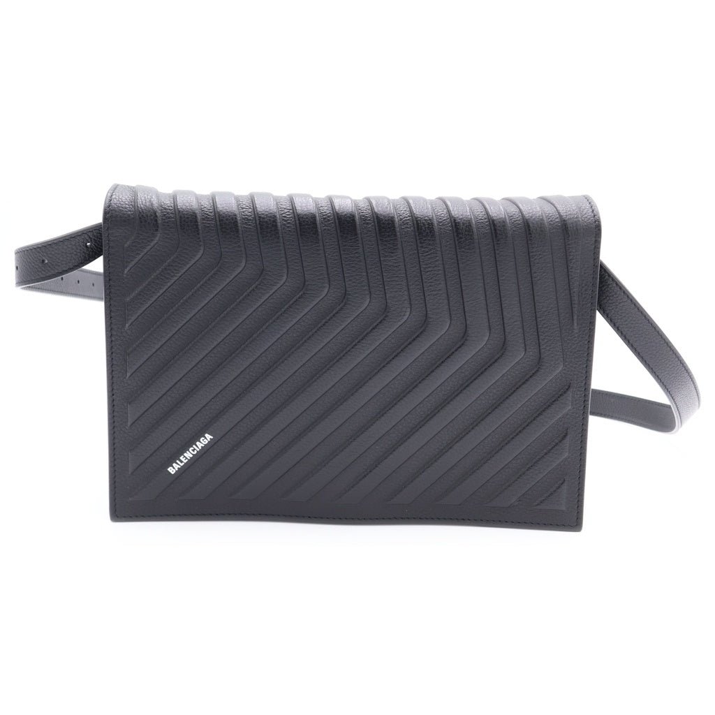 BALENCIAGA(バレンシアガ) CAR FLAP BAG W/STRAP カーフラップ レザーショルダーバッグ ブラック 679465 レディース