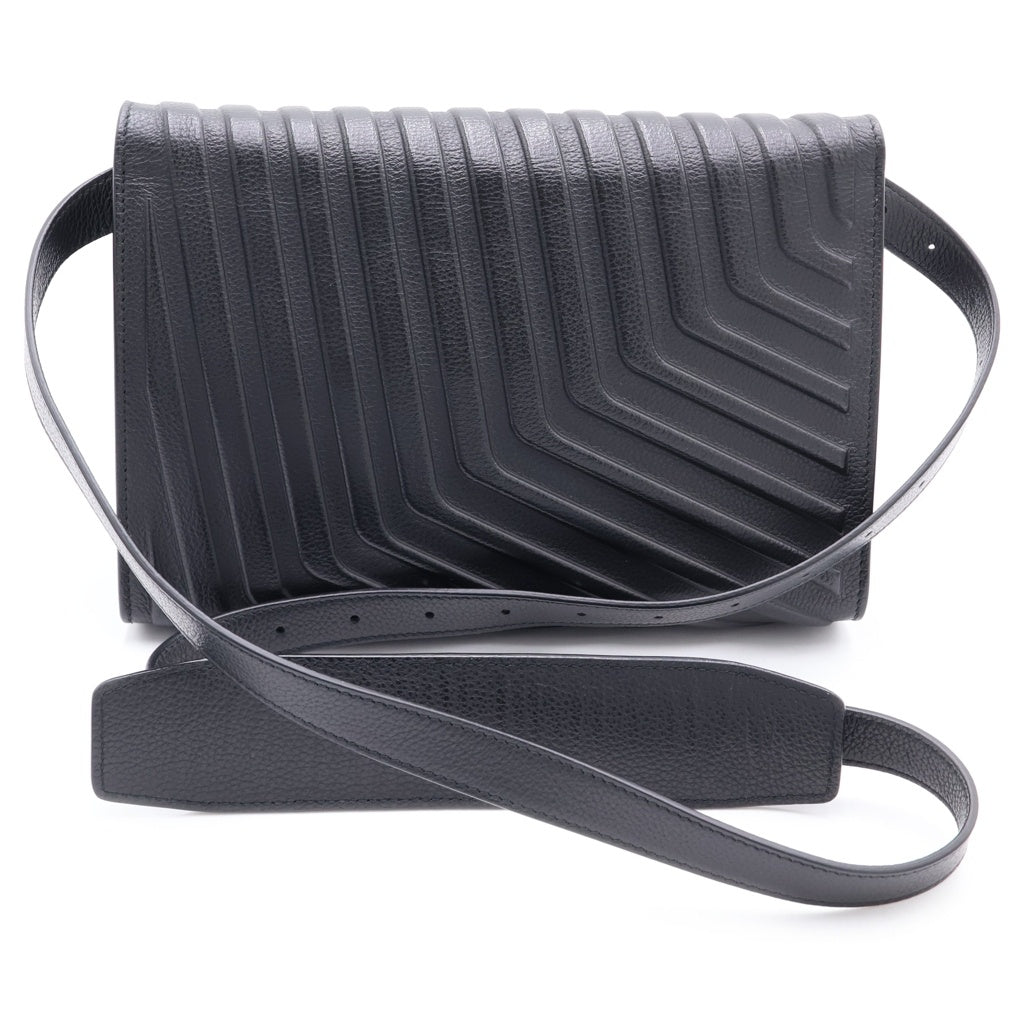 BALENCIAGA(バレンシアガ) CAR FLAP BAG W/STRAP カーフラップ レザーショルダーバッグ ブラック 679465 レディース