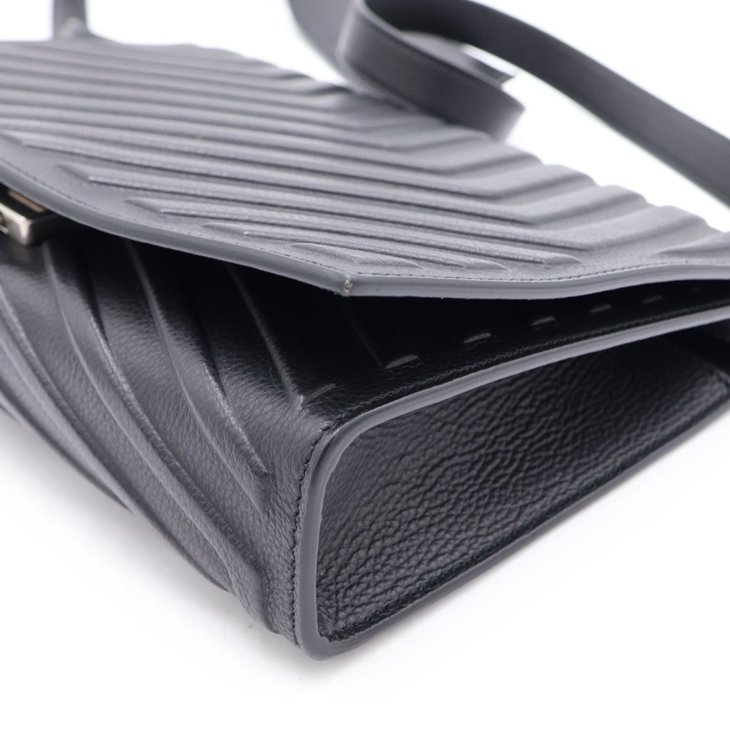 BALENCIAGA(バレンシアガ) CAR FLAP BAG W/STRAP カーフラップ レザーショルダーバッグ ブラック 679465 レディース