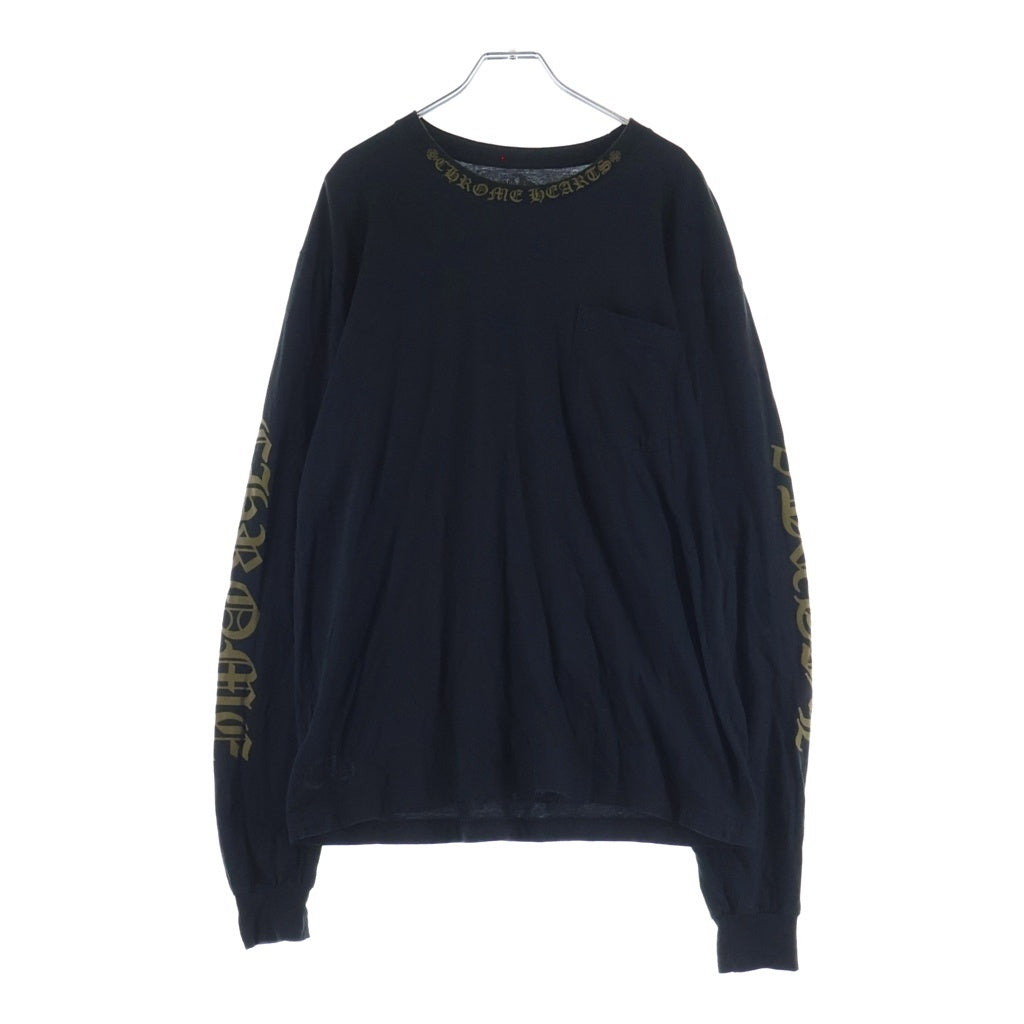CHROME HEARTS(クロムハーツ) NECK LOGO TEEネックロゴ 長袖Tシャツ カットソー クルーネック ブラック