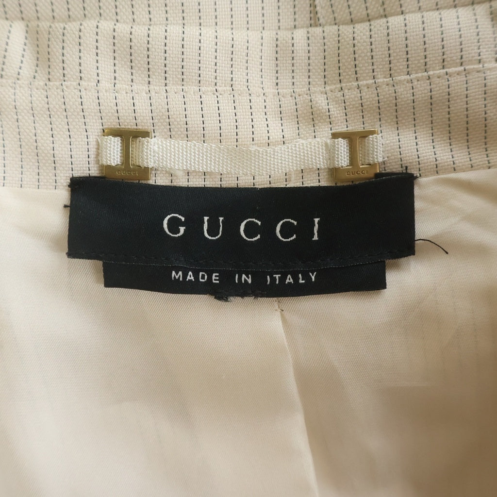 GUCCI(グッチ) Silk Tailored Jacket 1B ストライプ シルクテーラードジャケット アイボリー 124515 ZH114