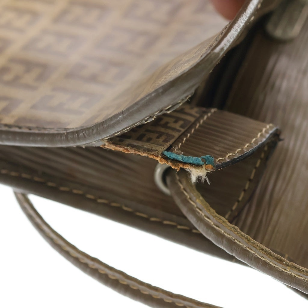 FENDI(フェンディ) Zucchino ズッキーノ PVCレザーショルダーバッグ ベージュ レディース