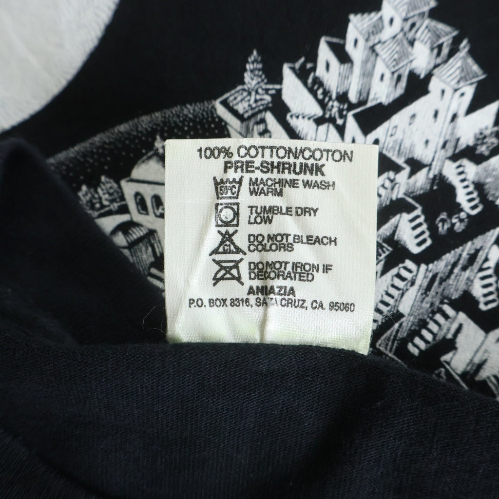 VINTAGE(ヴィンテージ) 90s MC.ESCHER ART PRINTED TSHIRT MCエッシャー マルチ アートプリントTシャツ 半袖カットソー ブラック