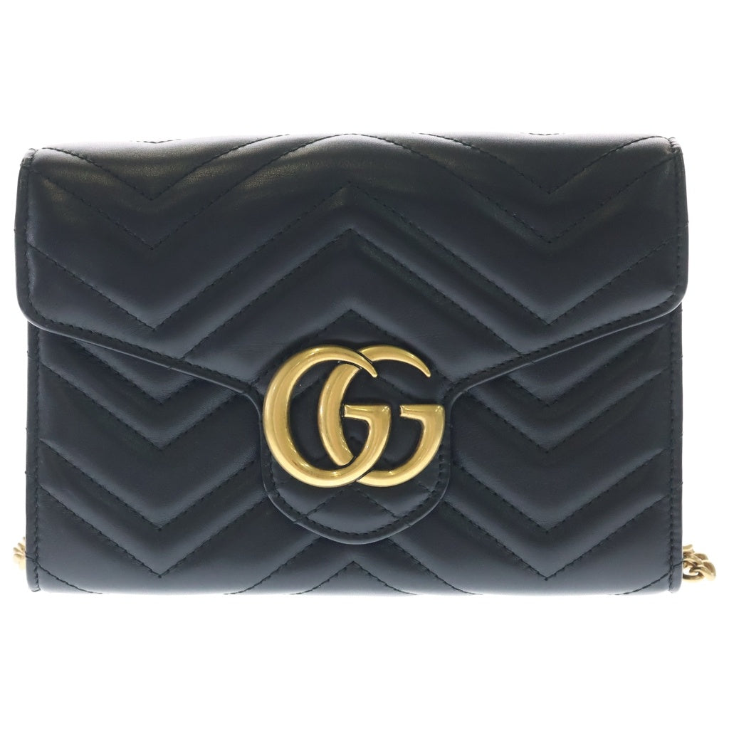 GUCCI(グッチ) GG Marmont Quilting Chain Wallet GGマーモント キルティング チェーンウォレット ショルダーバッグ ブラック 474575 レディース