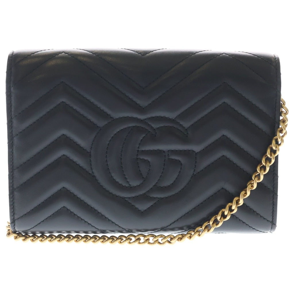 GUCCI(グッチ) GG Marmont Quilting Chain Wallet GGマーモント キルティング チェーンウォレット ショルダーバッグ ブラック 474575 レディース