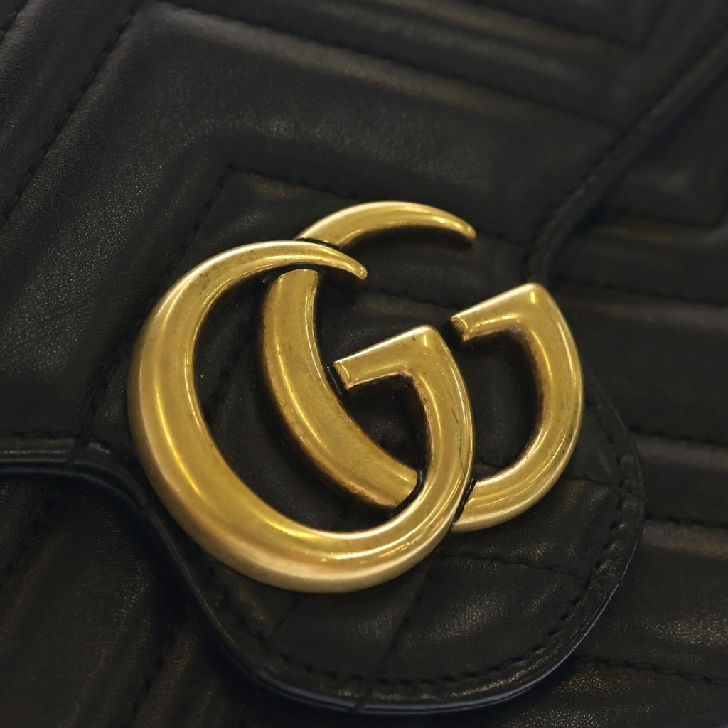 GUCCI(グッチ) GG Marmont Quilting Chain Wallet GGマーモント キルティング チェーンウォレット ショルダーバッグ ブラック 474575 レディース