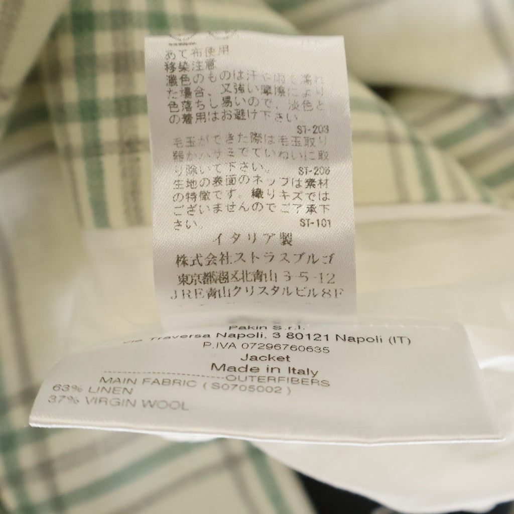SARTORIO(サルトリオ) Sartorio(サルトリオ) 2B ウール混 チェック リネンテーラードジャケット ホワイト SG5250