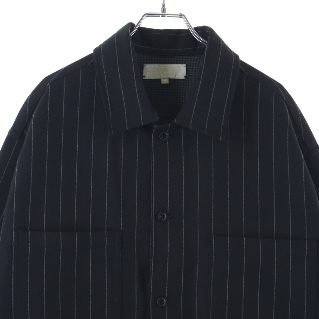 KITH(キス) Double Weave Ace Buttondown ストライプ長袖シャツ ブラック KHM031921