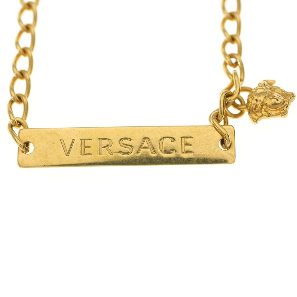 VERSACE(ヴェルサーチ) ロゴプレート チェーンネックレス ゴールド レディース