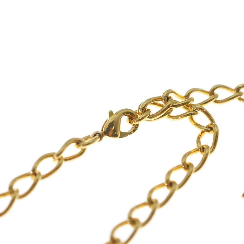 VERSACE(ヴェルサーチ) ロゴプレート チェーンネックレス ゴールド レディース