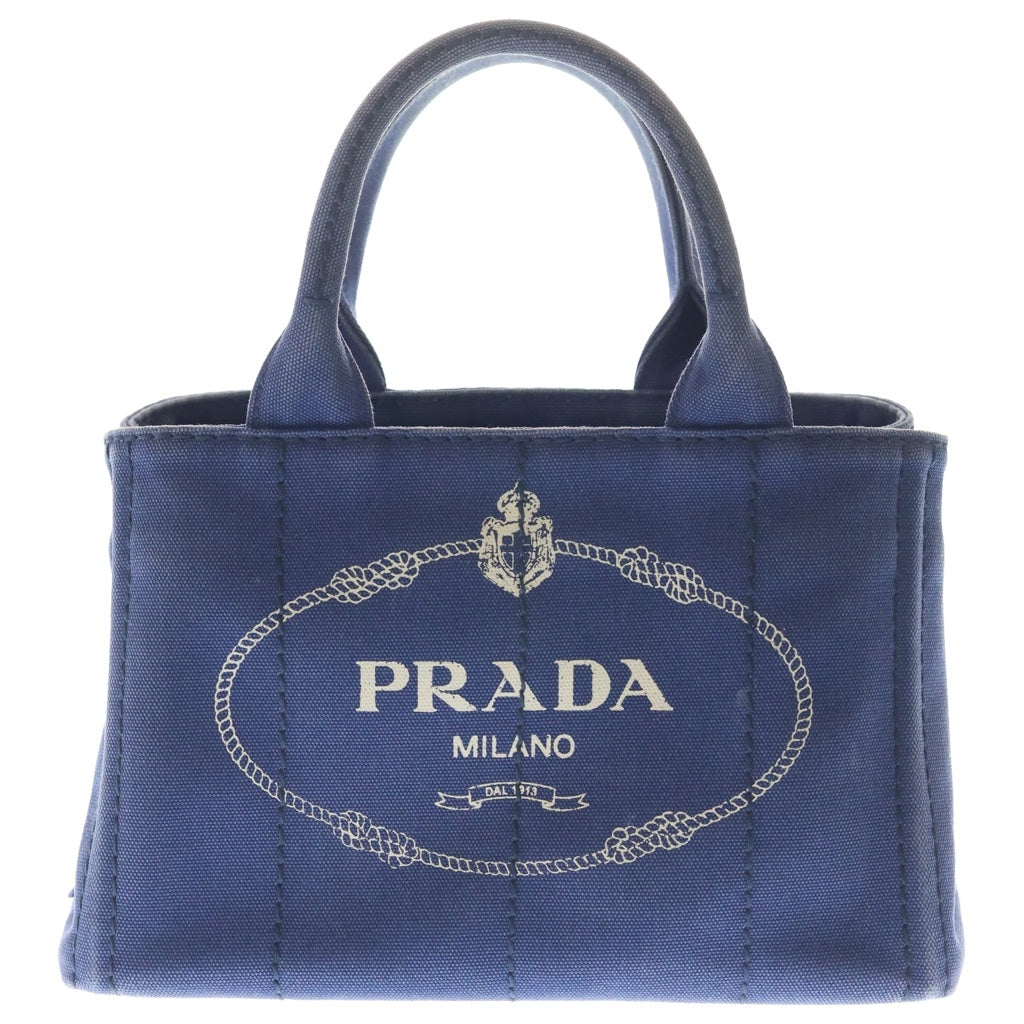PRADA(プラダ) Canapa カナパ トライアングルロゴ キャンバスハンドバッグ ショルダーバッグ ネイビー 1BG439 レディース