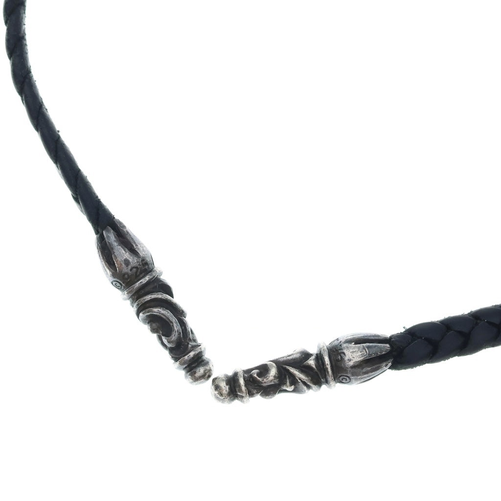CHROME HEARTS(クロムハーツ) EATHER BRAID スクロールレザーブレード シルバーネックレス