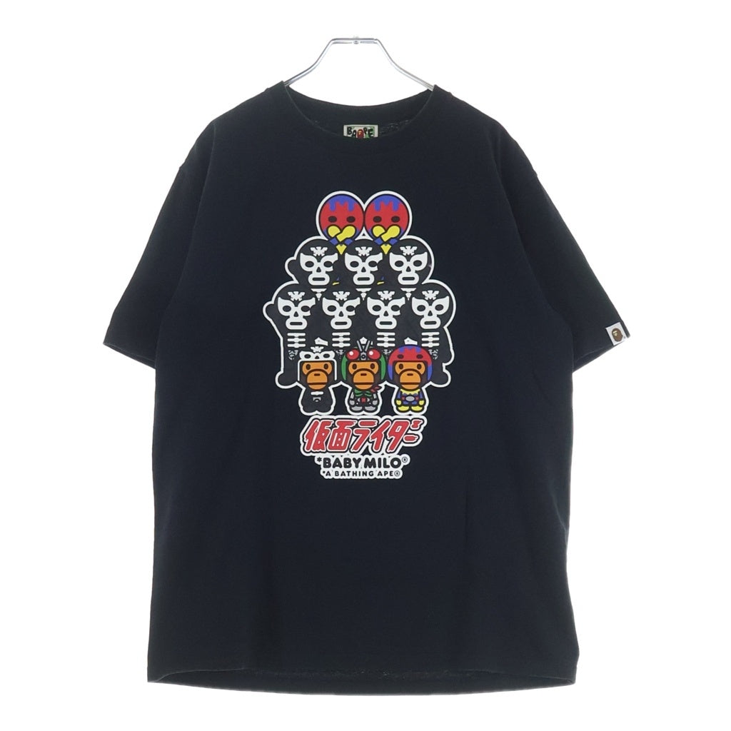 A BATHING APE(アベイシングエイプ) ×仮面ライダー Baby Milo T-Shirt ベビーマイロ 半袖Tシャツ ブラック