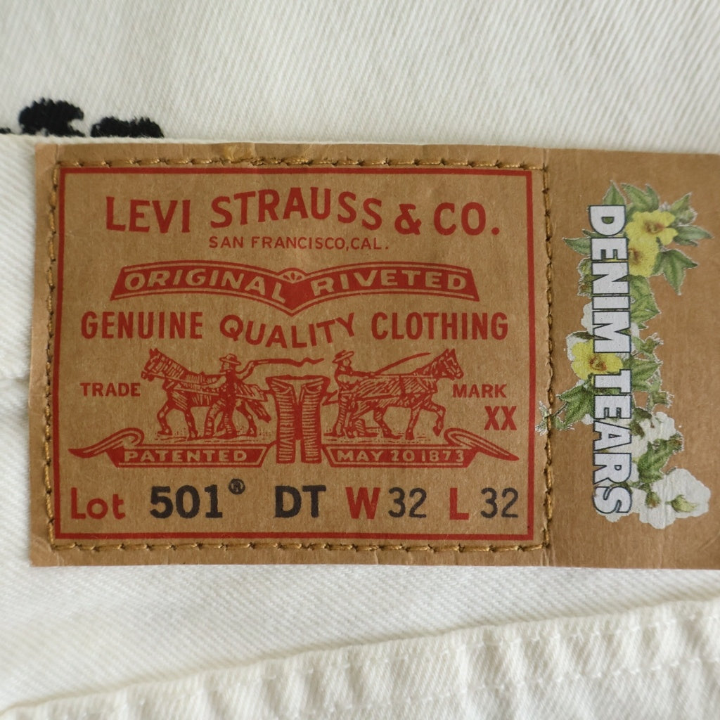 DENIM TEARS(デニムティアーズ) ×Levi's 501 Denim Pants リーバイス 花柄デニムパンツ ホワイト PC9-A1592-0004