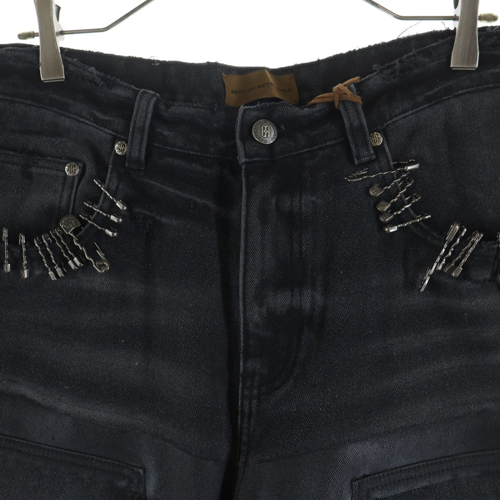 BIRTH OF ROYAL CHILD(バースオブロイヤルチャイルド) Vintage Pin Carpenter Pants ダメージ加工 ピンズ カーペンターパンツ ブラック