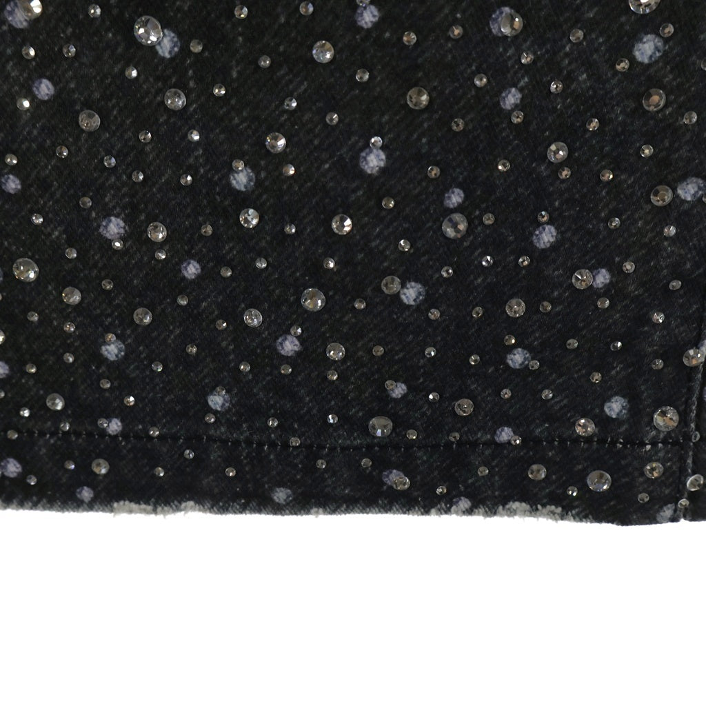 BIRTH OF ROYAL CHILD(バースオブロイヤルチャイルド) 3D Printing Washed 20k Swarovski Diamond Boro Denim ダメージ加工 ラインストーン装飾 デニムパンツ グレー