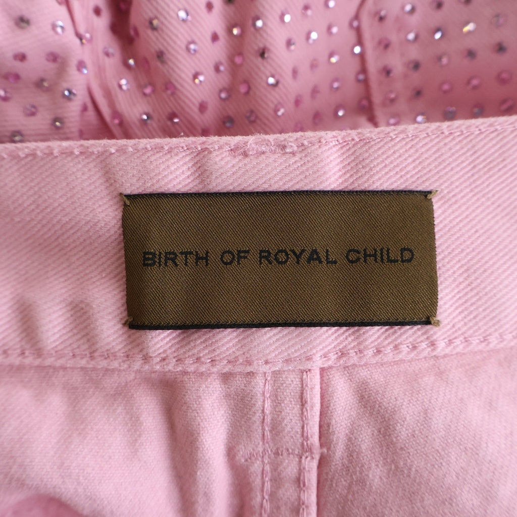 BIRTH OF ROYAL CHILD(バースオブロイヤルチャイルド) 20K Stellar Diamond Jeans Pink ダメージ加工 ラインストーン装飾 デニムパンツ ピンク