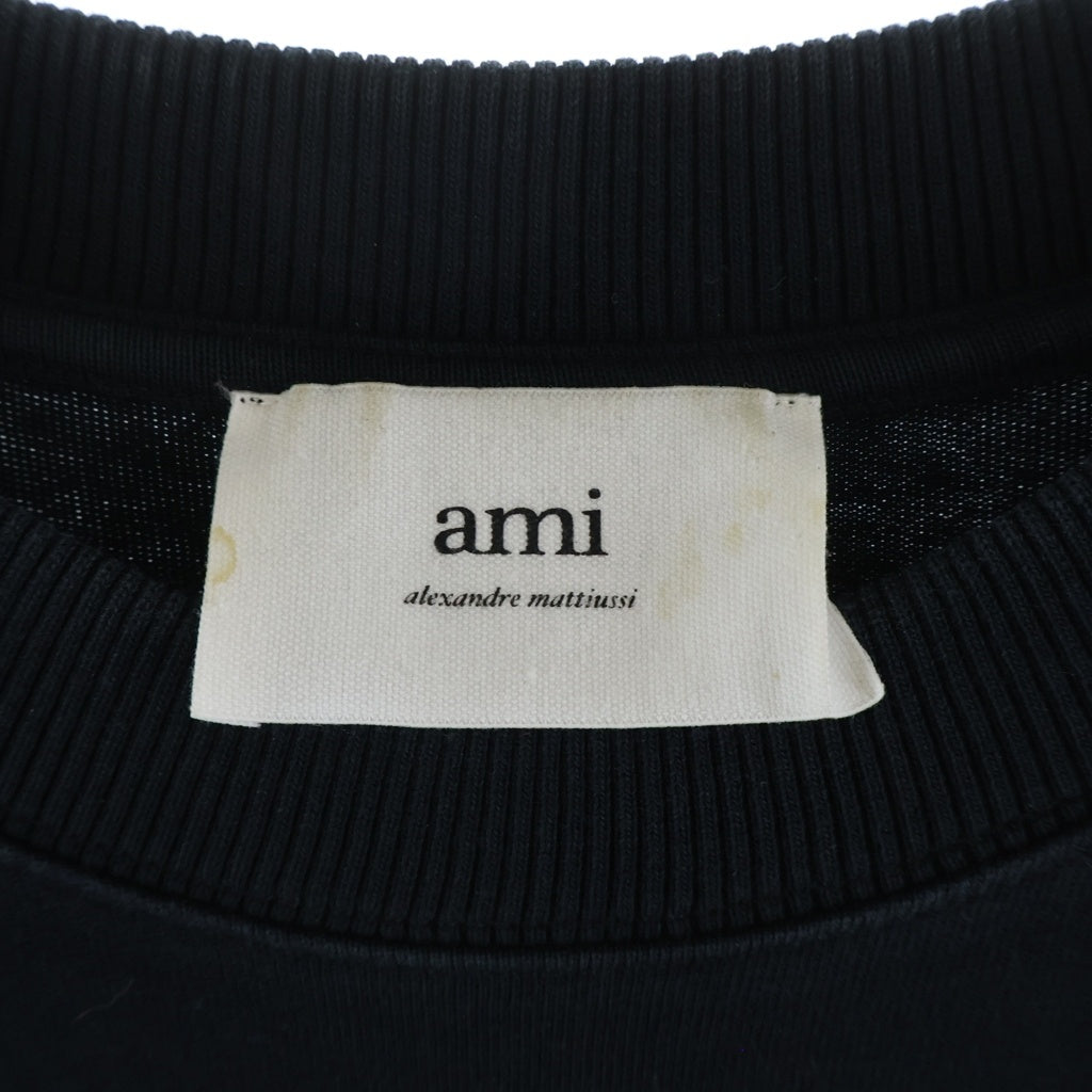 AMI Alexandre Mattiussi(アミアレクサンドルマテュッシ) L/S T-Shirt ハートロゴ刺繍 長袖Tシャツ ロンT ブラック E22UTS200.701
