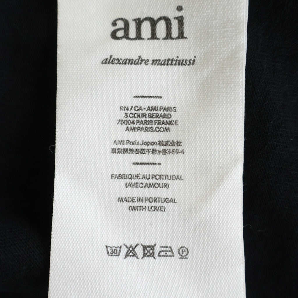 AMI Alexandre Mattiussi(アミアレクサンドルマテュッシ) L/S T-Shirt ハートロゴ刺繍 長袖Tシャツ ロンT ブラック E22UTS200.701