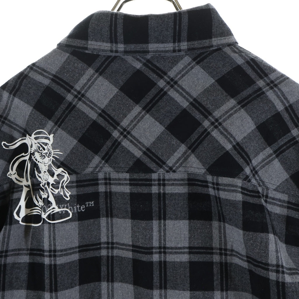 OFF-WHITE(オフホワイト) 24AW Character Check Flannel Shirt 長袖チェックシャツ ネルシャツ グレー OMGE030F24FAB001
