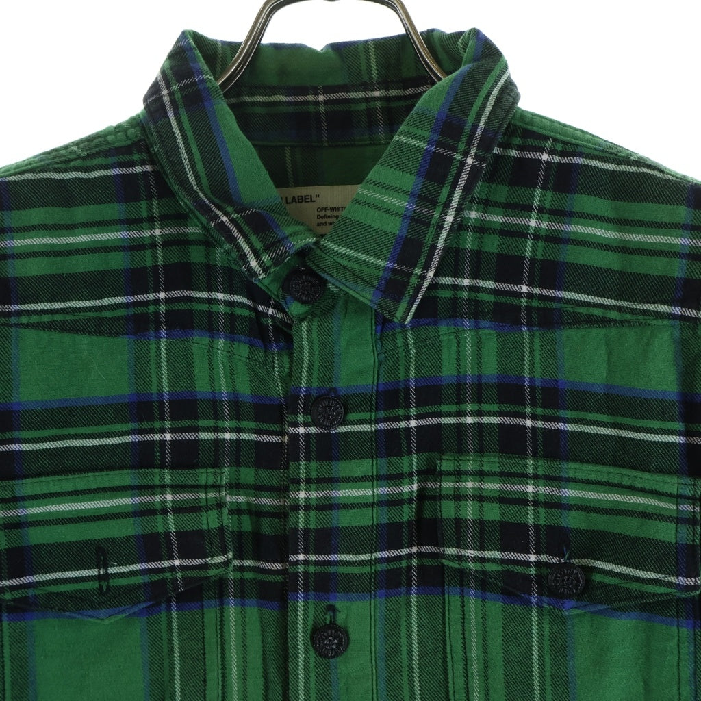 OFF-WHITE(オフホワイト) 17SS Check Flannel Shirt 長袖チェックシャツ ネルシャツ グリーン OMGE030F24FAB001
