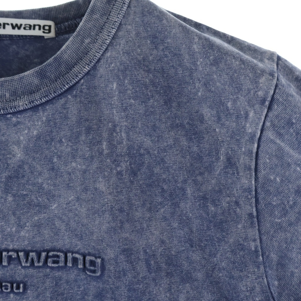 ALEXANDER WANG(アレキサンダーワン) Cropped T-Shirt フェード加工 エンボスロゴ クロップド半袖Tシャツ ネイビー レディース 1CC1241876